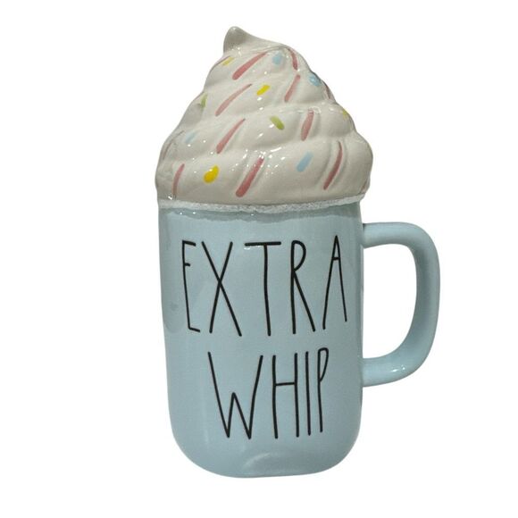 Rae Dunn Blue Mug with Whipped Cream Design NWT - Picture 1 of 4